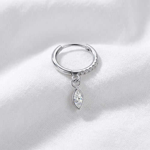 Piercing Conch Doré : Anneau Clicker Zircon et Pendentif Marquise - vue 2