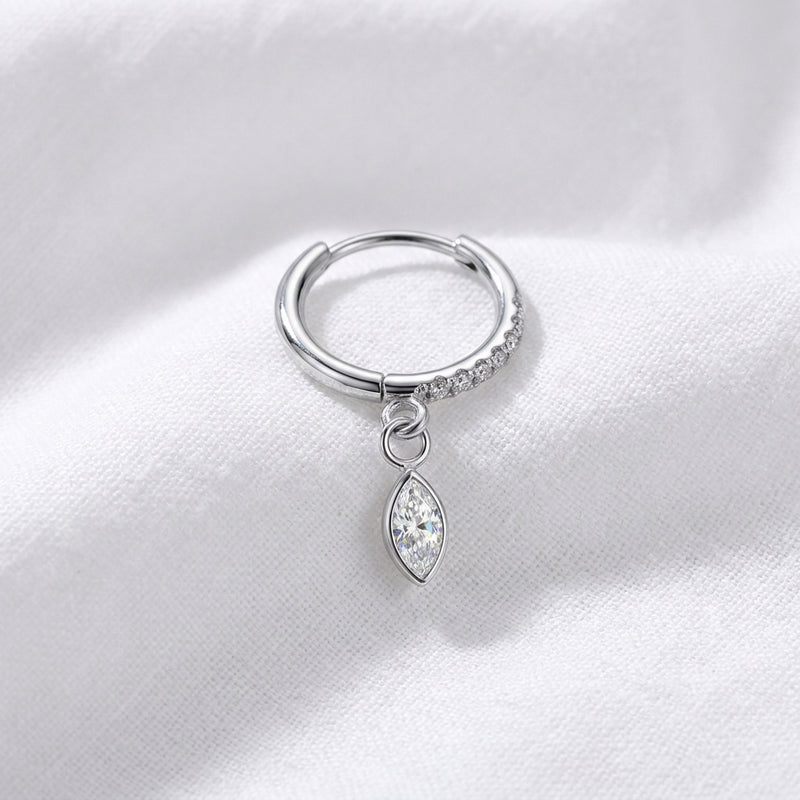 Piercing Conch Doré : Anneau Clicker Zircon et Pendentif Marquise - vue 2