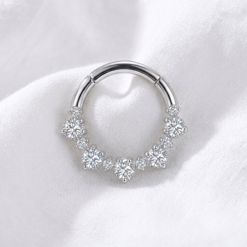 Piercing Daith Anneau Clicker Doré Zircons Dégradés - vue 2