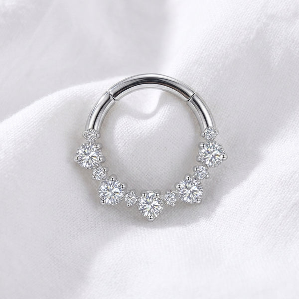 Piercing Daith Anneau Clicker Doré Zircons Dégradés - vue 2