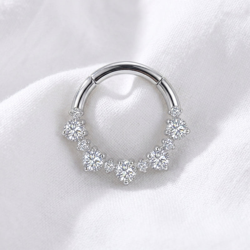 Piercing Daith Anneau Clicker Doré Zircons Dégradés - vue 2