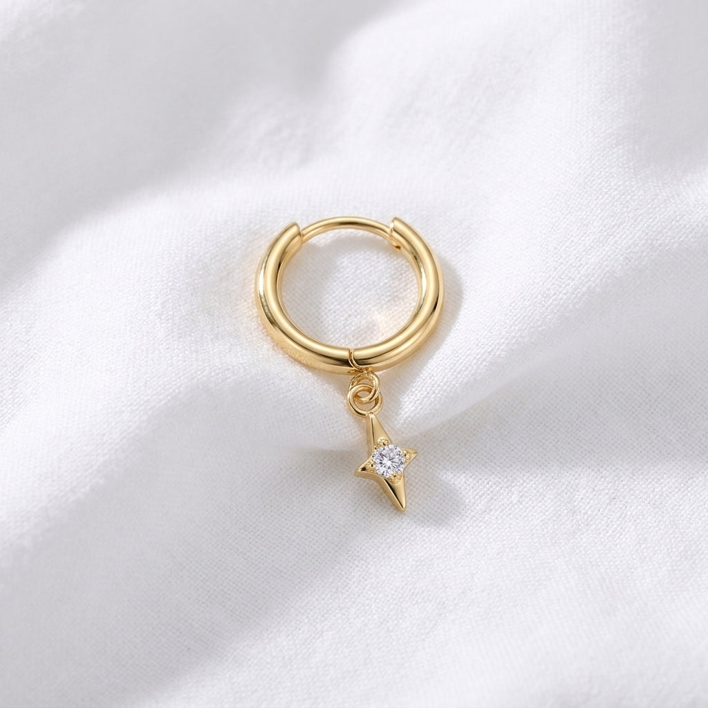Anneau clicker doré étoile zircon pour daith, helix, lobe - vue 4