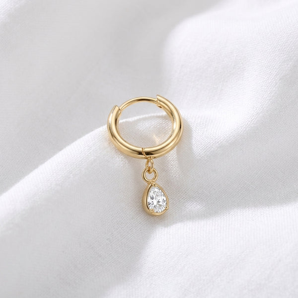 Piercing Daith Anneau Clicker Doré Goutte Poire Zircon - vue 4
