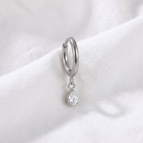 Piercing Daith Anneau Clicker Doré Goutte Poire Zircon - vue 2