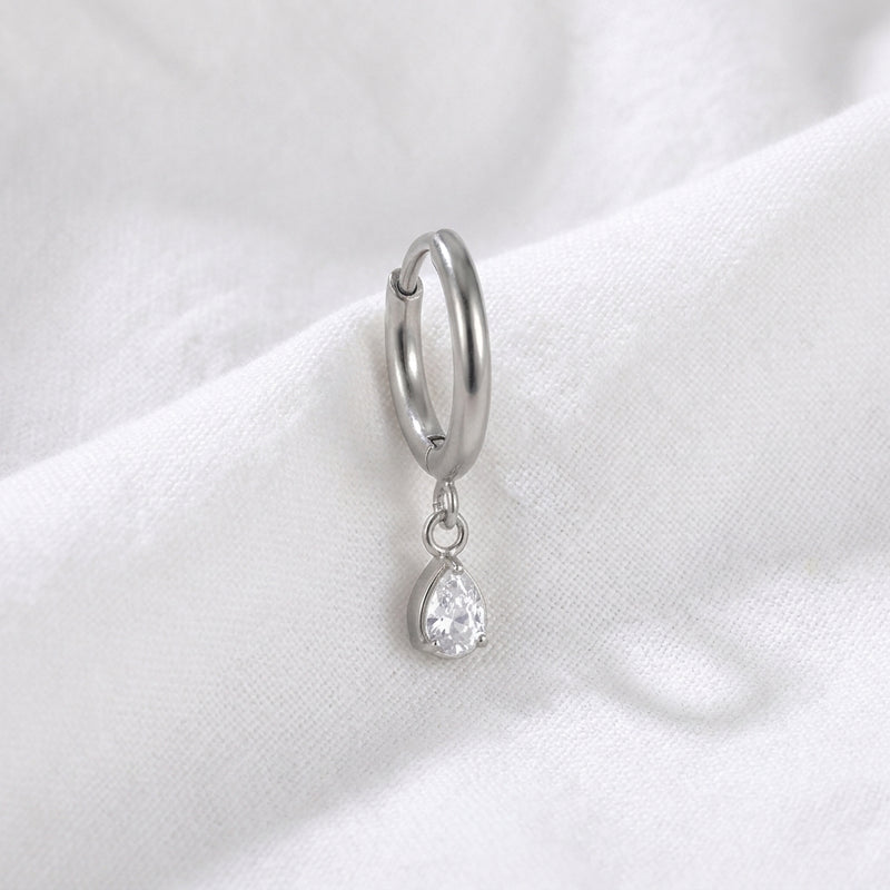 Piercing Daith Anneau Clicker Doré Goutte Poire Zircon - vue 2