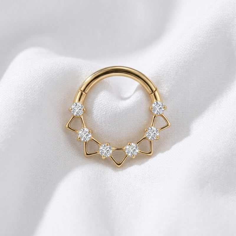 Piercing Daith Clicker Doré Zircons, Motif Ajouré Raffiné - vue 4