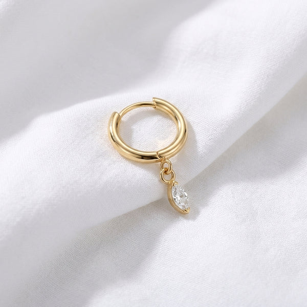 Piercing Daith Anneau Clicker Doré Zircon Marquise - vue 4