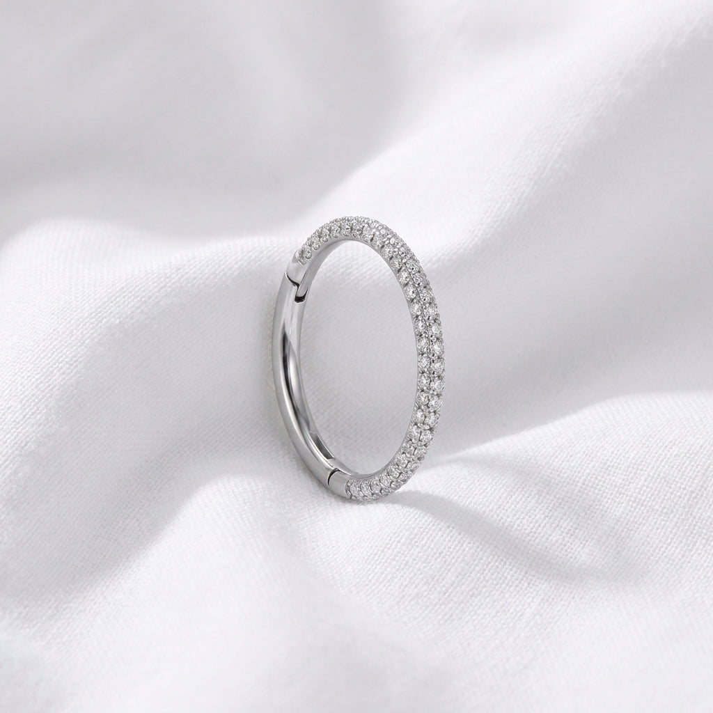 Piercing Hélix Clicker Doré Double Rang Zircones - vue 2