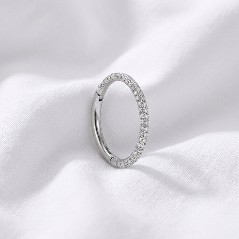 Piercing Hélix Clicker Doré Double Rang Zircones - vue 2