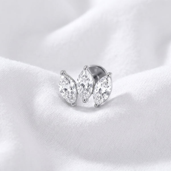 Piercing Labret Hélix Doré Triple Marquise Diamant Éclatant - vue 2