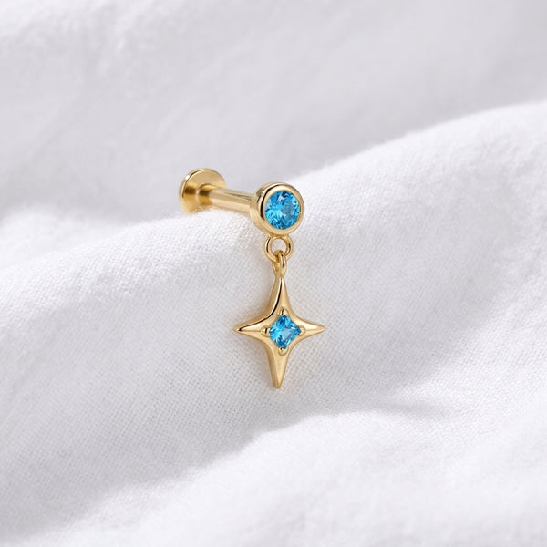Piercing Hélix Labret Doré Pendentif Étoile Zircons Scintillants - vue 5