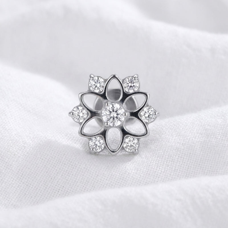 Piercing Labret Fleur Zircone Doré pour Hélix, Tragus & Lobe - vue 2