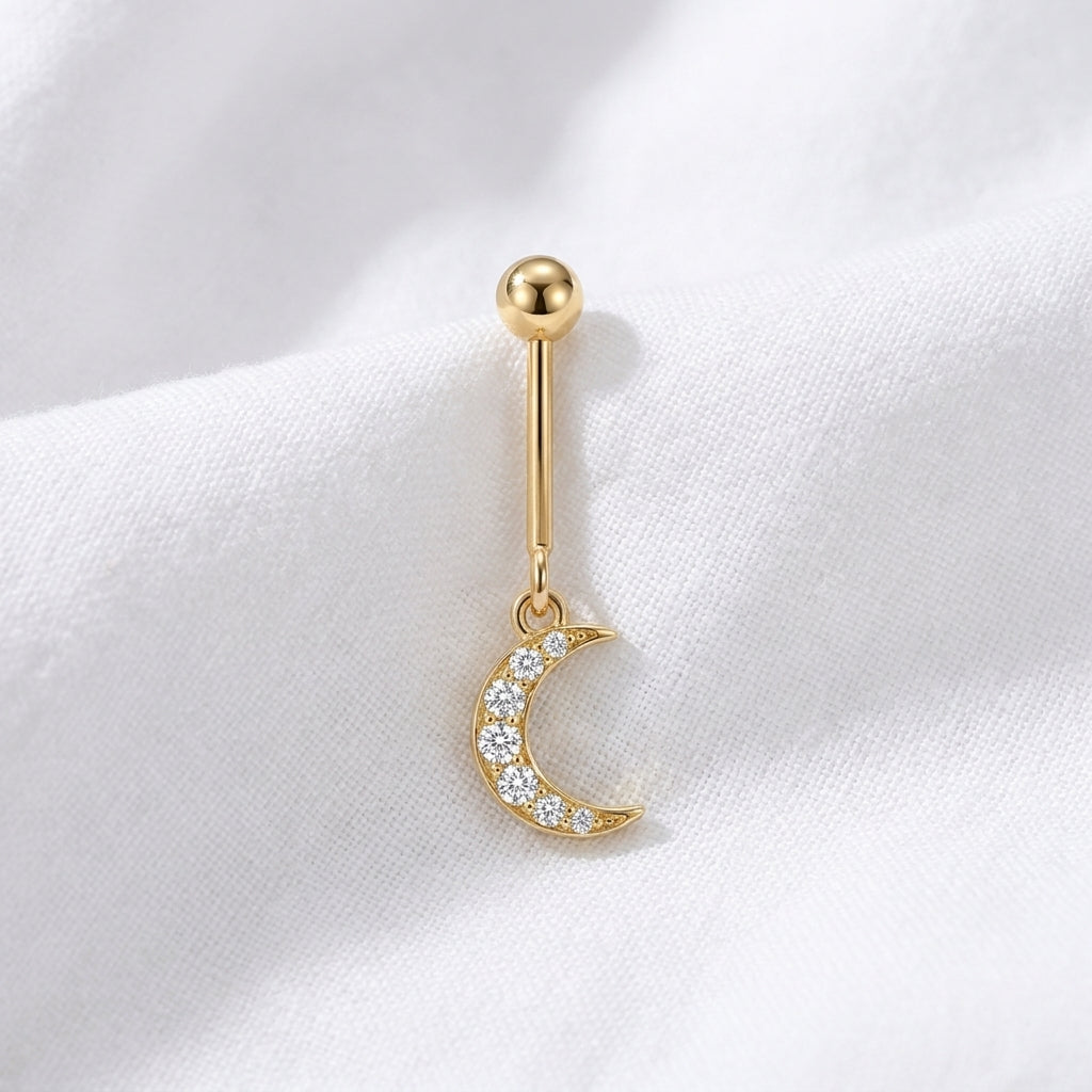 Piercing Hélix Lune Dorée Pavée de Zircons - vue 2