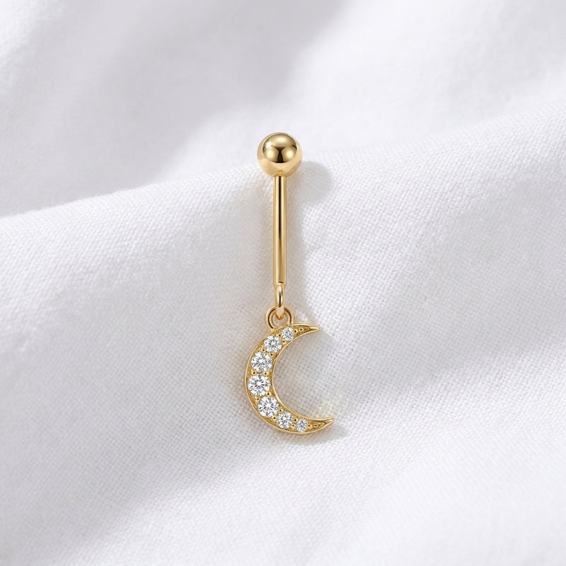 Piercing Hélix Lune Dorée Pavée de Zircons - vue 2