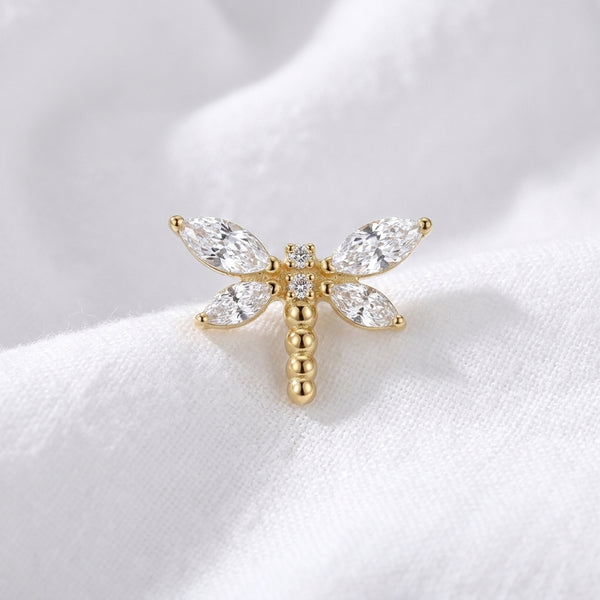 Piercing Helix Labret Libellule Dorée avec Ailes Marquises - vue 4