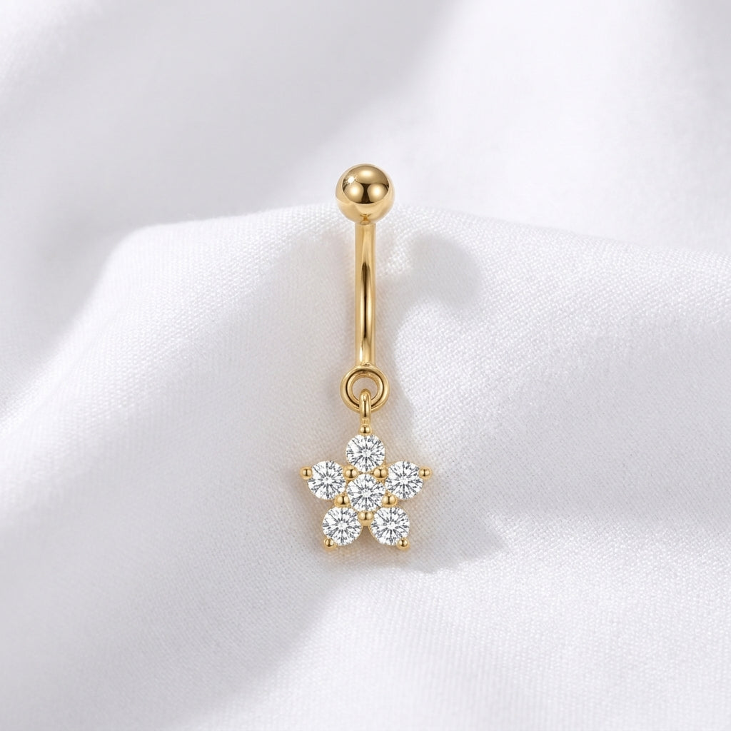 Piercing Hélix Banane Dorée Fleur Zircons - vue 4