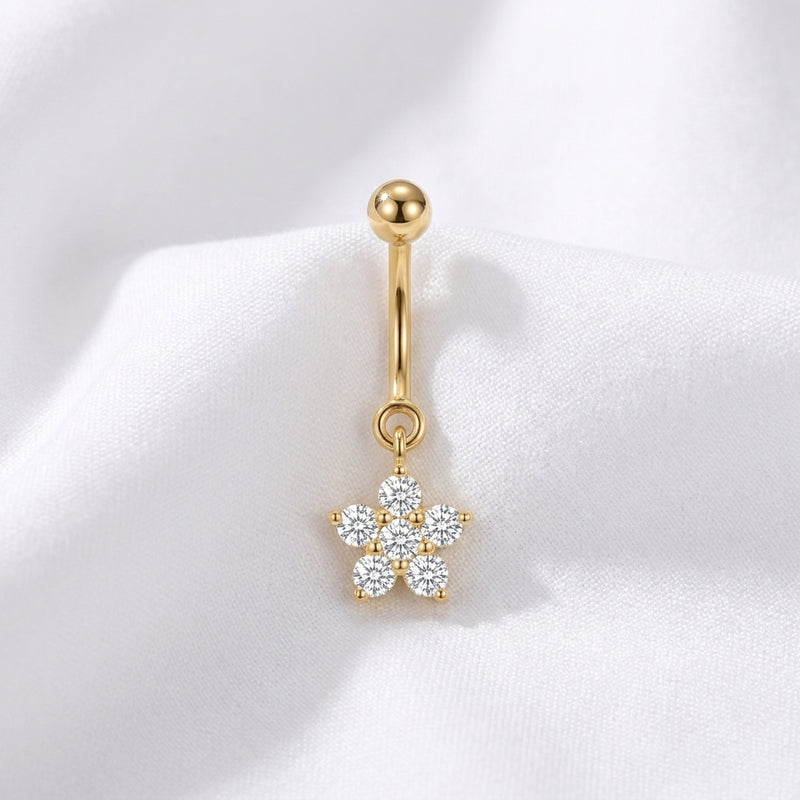 Piercing Hélix Banane Dorée Fleur Zircons - vue 4