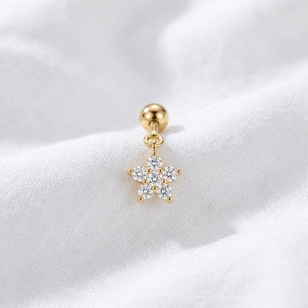 Piercing Hélix Banane Dorée Fleur Zircons - vue 2