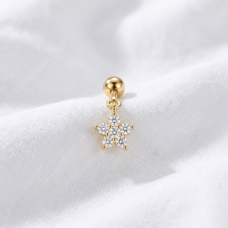Piercing Hélix Banane Dorée Fleur Zircons - vue 2