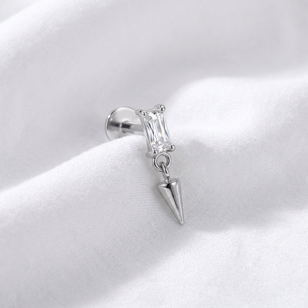 Labret doré baguette zircon & cône pour piercing oreille/cartilage - vue 2