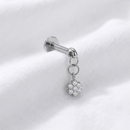 Labret doré pendentif fleur zircon délicat pour oreille - vue 2