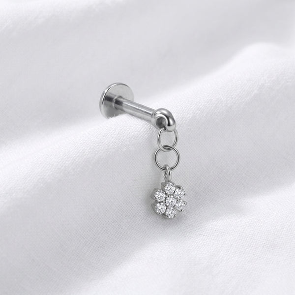 Labret doré pendentif fleur zircon délicat pour oreille - vue 2