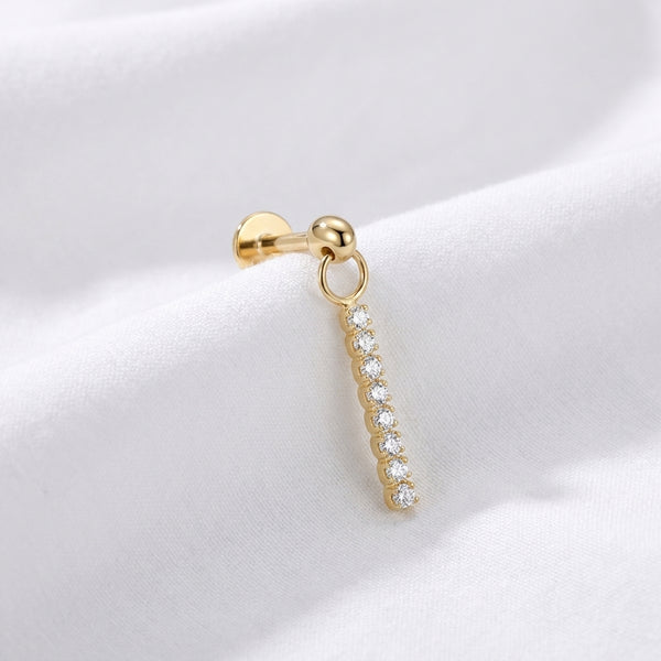 Piercing Labret Doré Rivière Zircones pour l'Oreille - vue 4