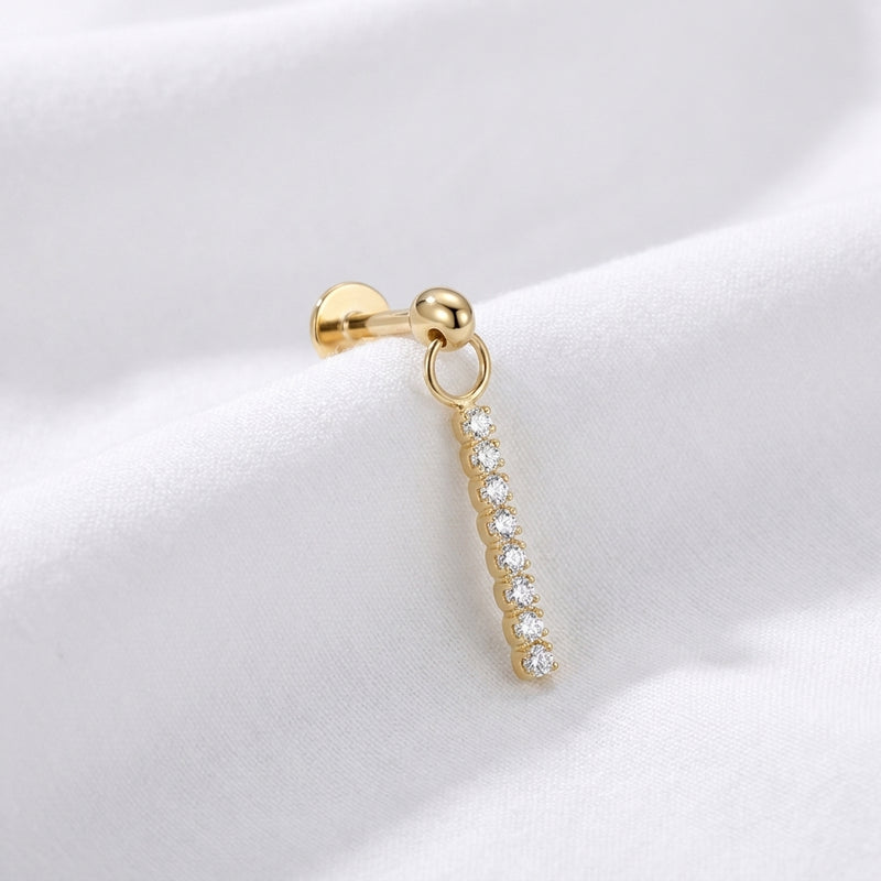 Piercing Labret Doré Rivière Zircones pour l'Oreille - vue 4