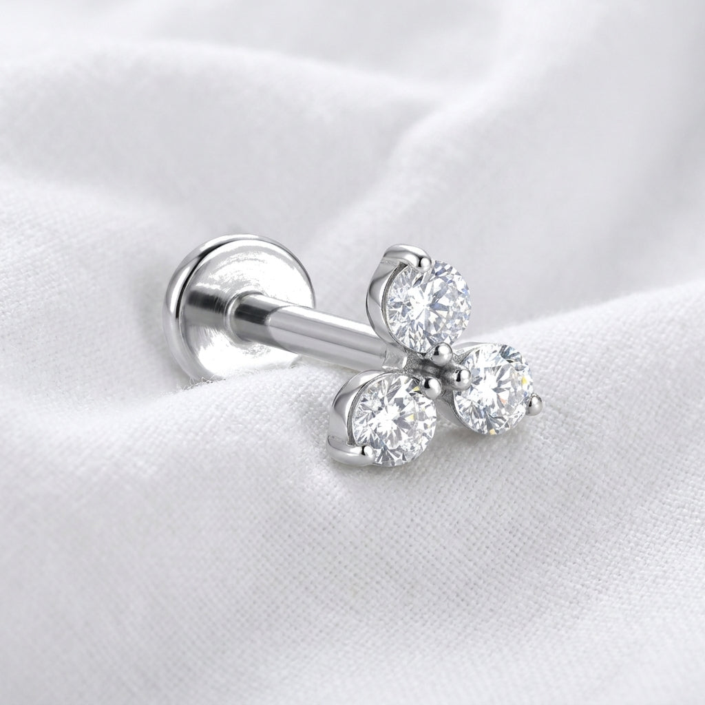 Labret Doré Trio Zircons Ronds | Piercing Cartilage Élégant - vue 2