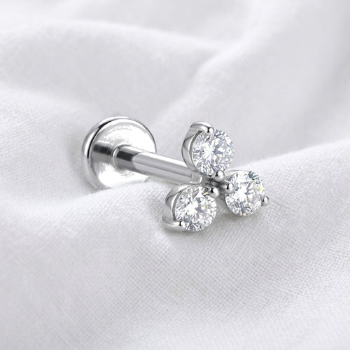 Labret Doré Trio Zircons Ronds | Piercing Cartilage Élégant - vue 2