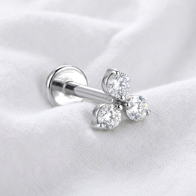 Labret Doré Trio Zircons Ronds | Piercing Cartilage Élégant - vue 2