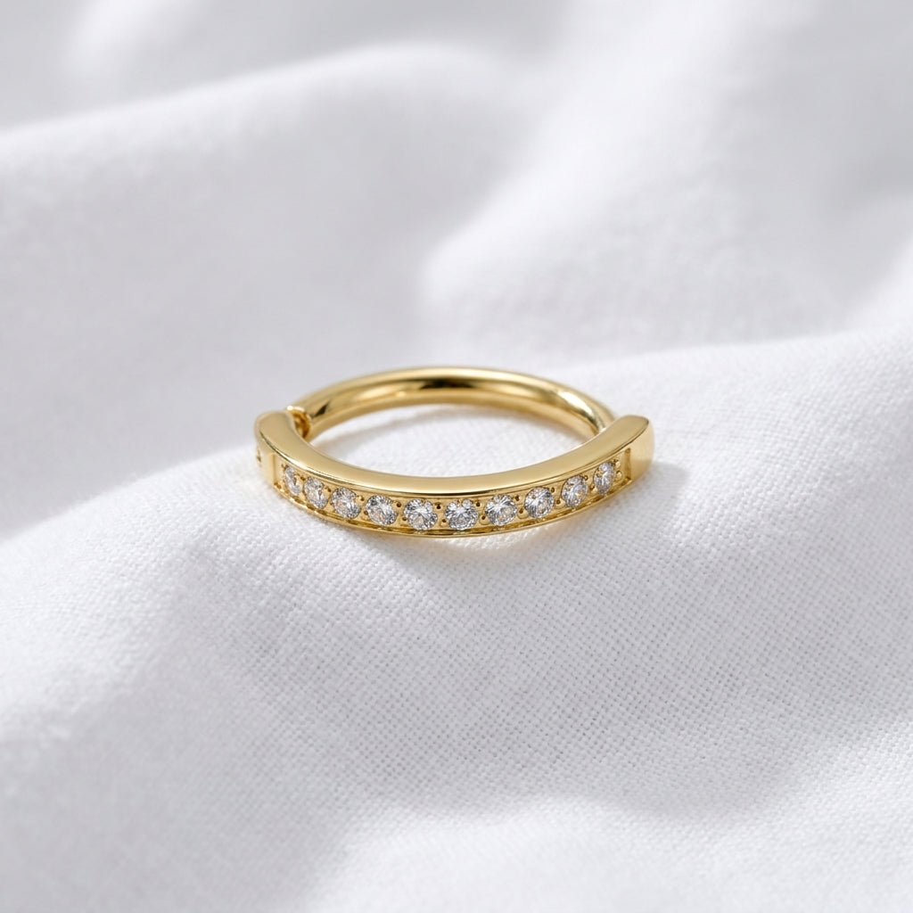 Piercing nombril torsadé zircon doré - vue 5