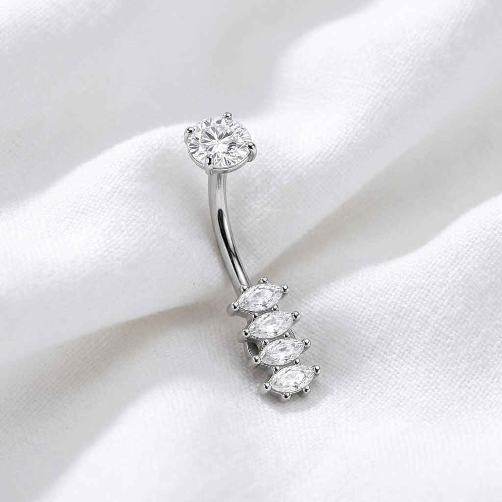 Piercing nombril barre inversée zircon - vue 2