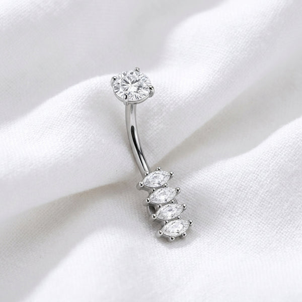 Piercing nombril barre inversée zircon - vue 2