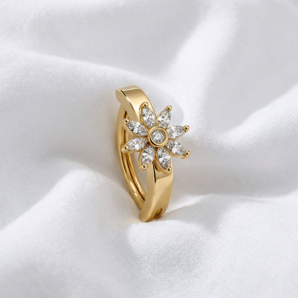 Piercing nombril bohème fleur lune inversé - vue 4