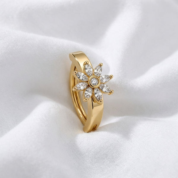 Piercing nombril bohème fleur lune inversé - vue 4