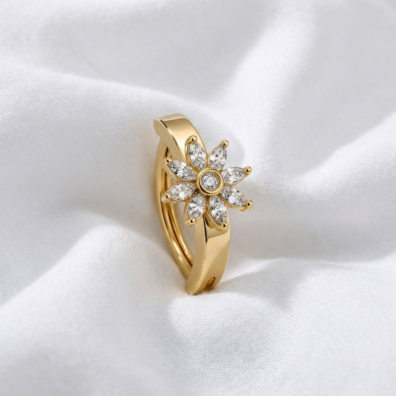 Piercing nombril bohème fleur lune inversé - vue 4