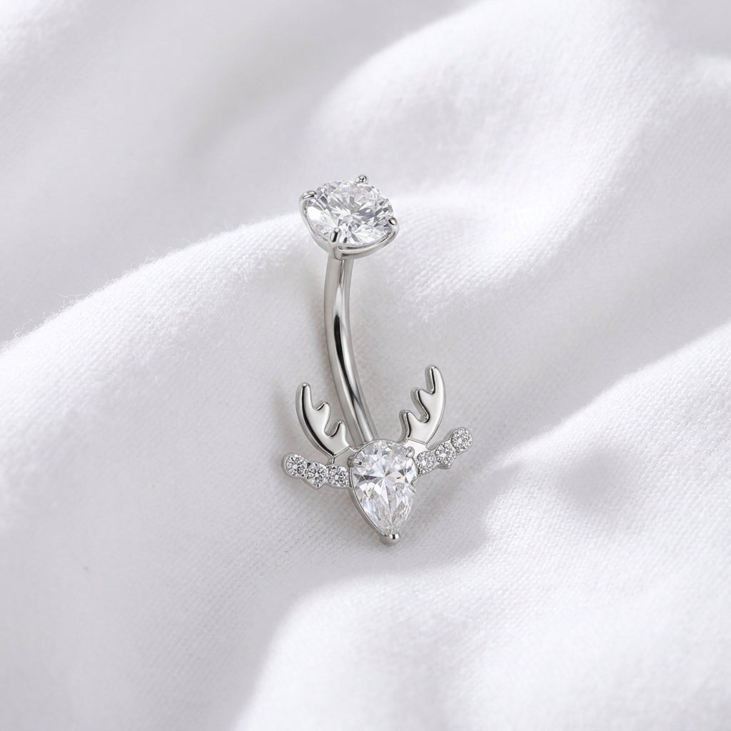 Piercing nombril bois de cerf doré - vue 2