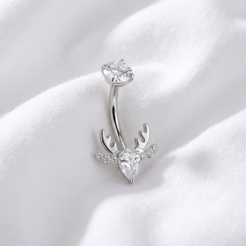 Piercing nombril bois de cerf doré - vue 2