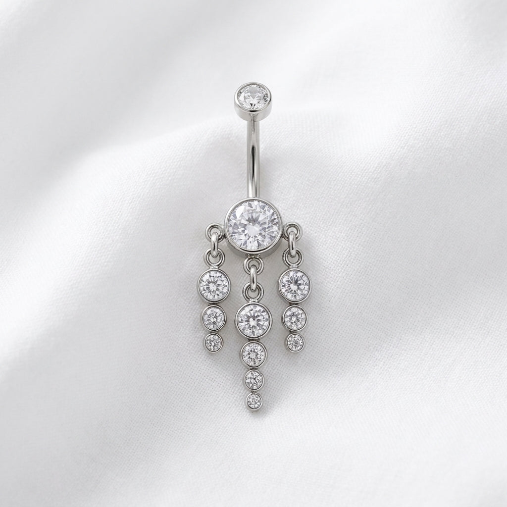 Piercing nombril boule strass doré - vue 2