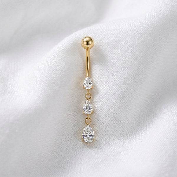 Piercing nombril chaîne goutte zircon - vue 4