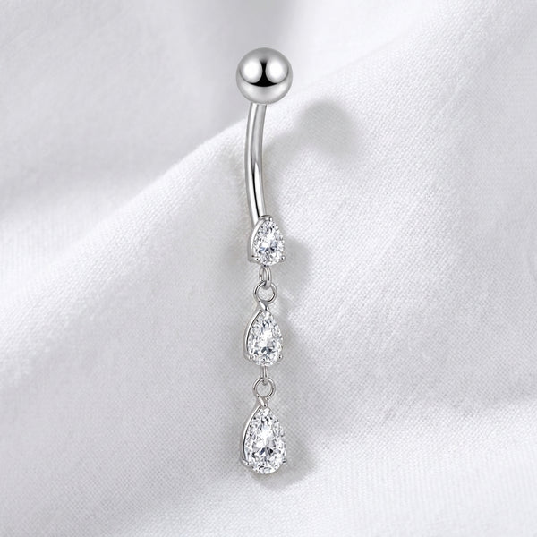 Piercing nombril chaîne goutte zircon - vue 2