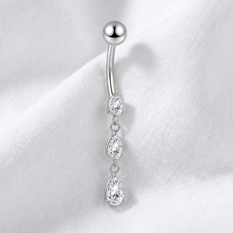 Piercing nombril chaîne goutte zircon - vue 2