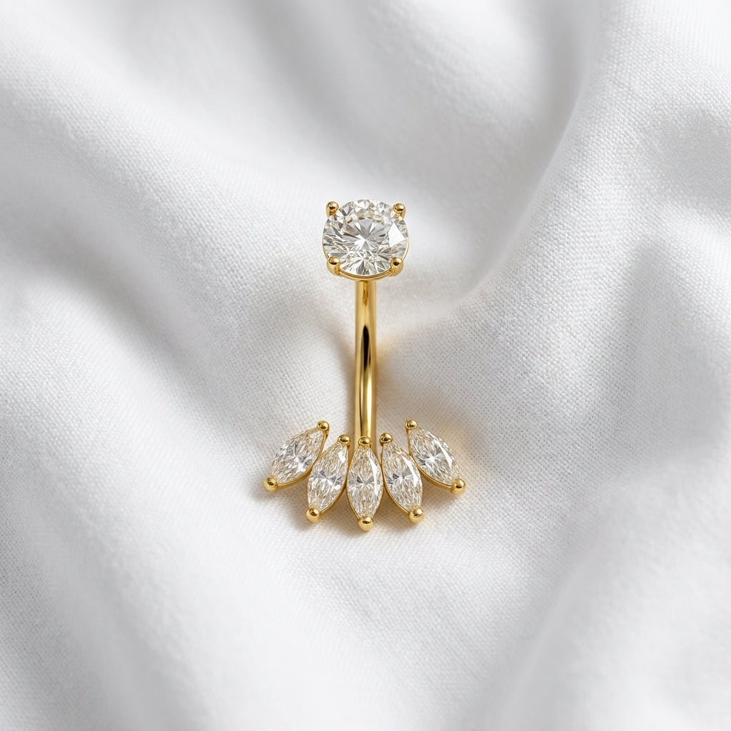 Piercing nombril couronne cœur doré - vue 5