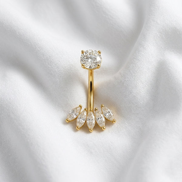 Piercing nombril couronne cœur doré - vue 5