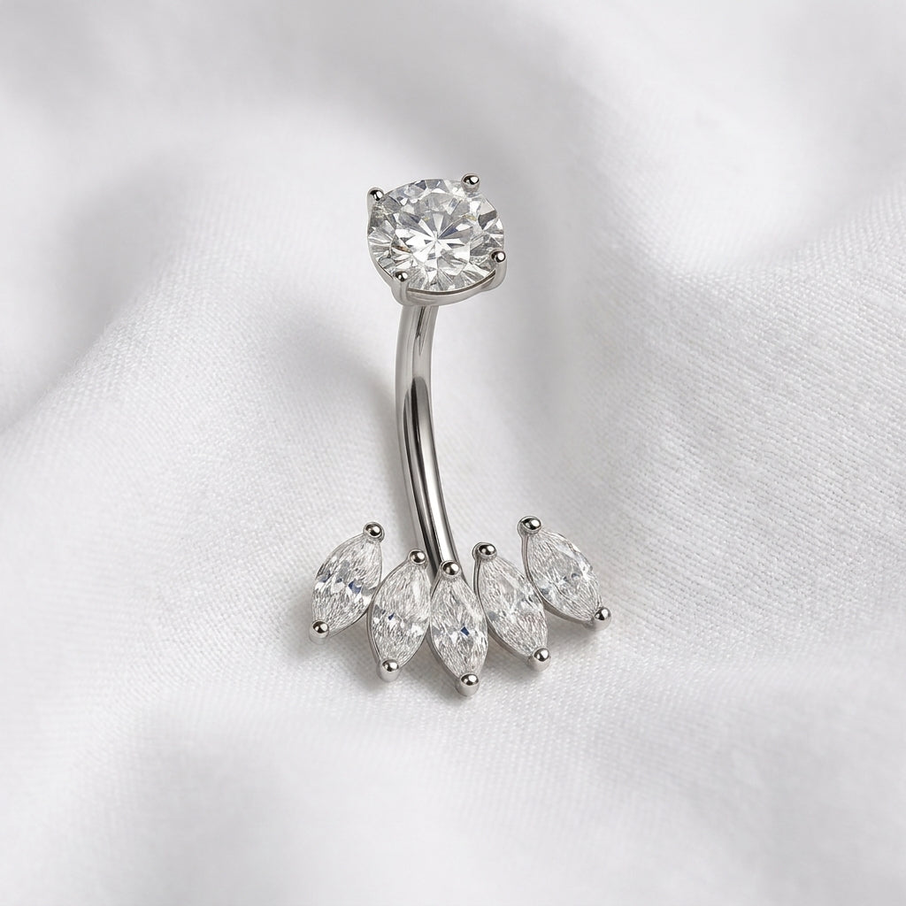 Piercing nombril couronne cœur doré - vue 2