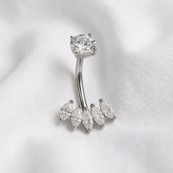 Piercing nombril couronne cœur doré - vue 2