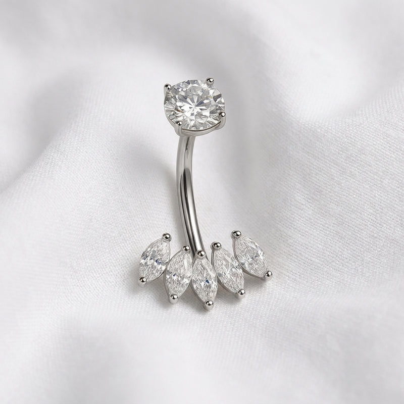 Piercing nombril couronne cœur doré - vue 2