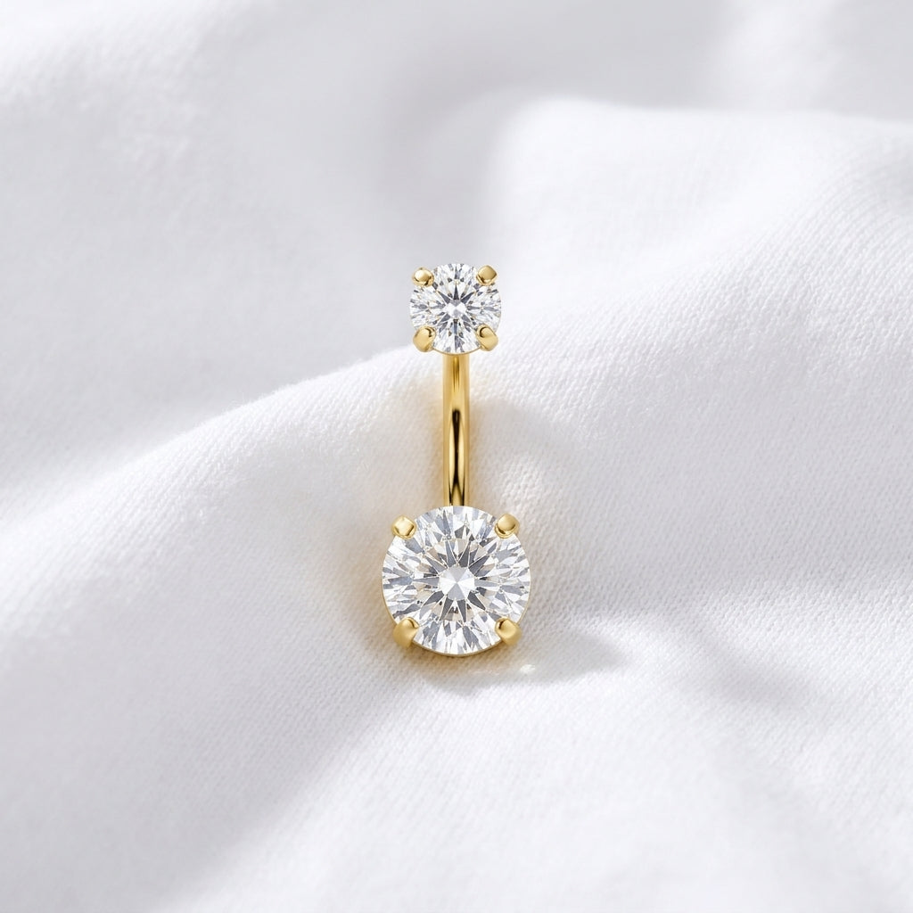 Piercing nombril double zircon multicolore - vue 6