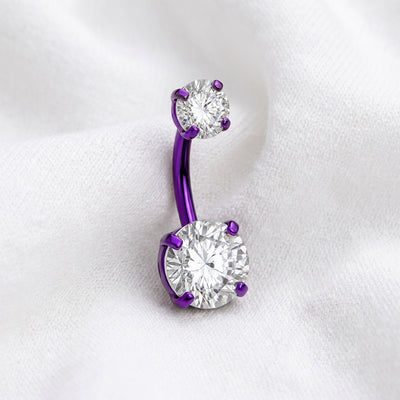 Piercing nombril double zircon multicolore - vue 2